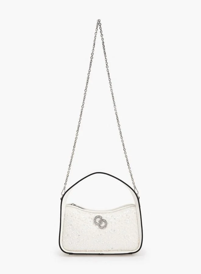 Celeste Sequin Embellished Shoulder Bag With Zip Closure Ramadan Collections